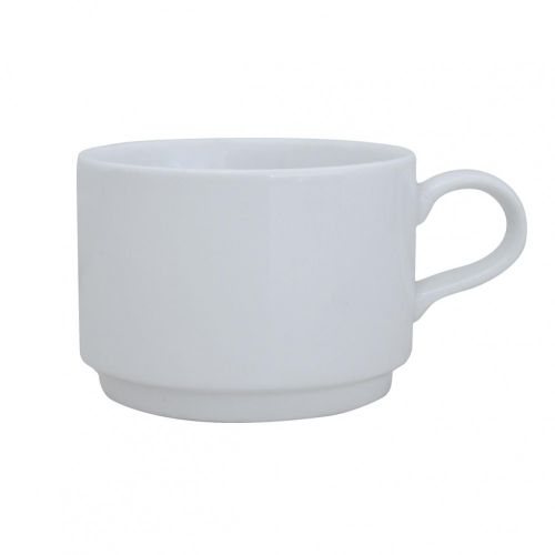 Q Basic Stapelbare Koffie Kop hoog, met een inhoud van 22 cl. witte kleur, met optie tot bedrukken